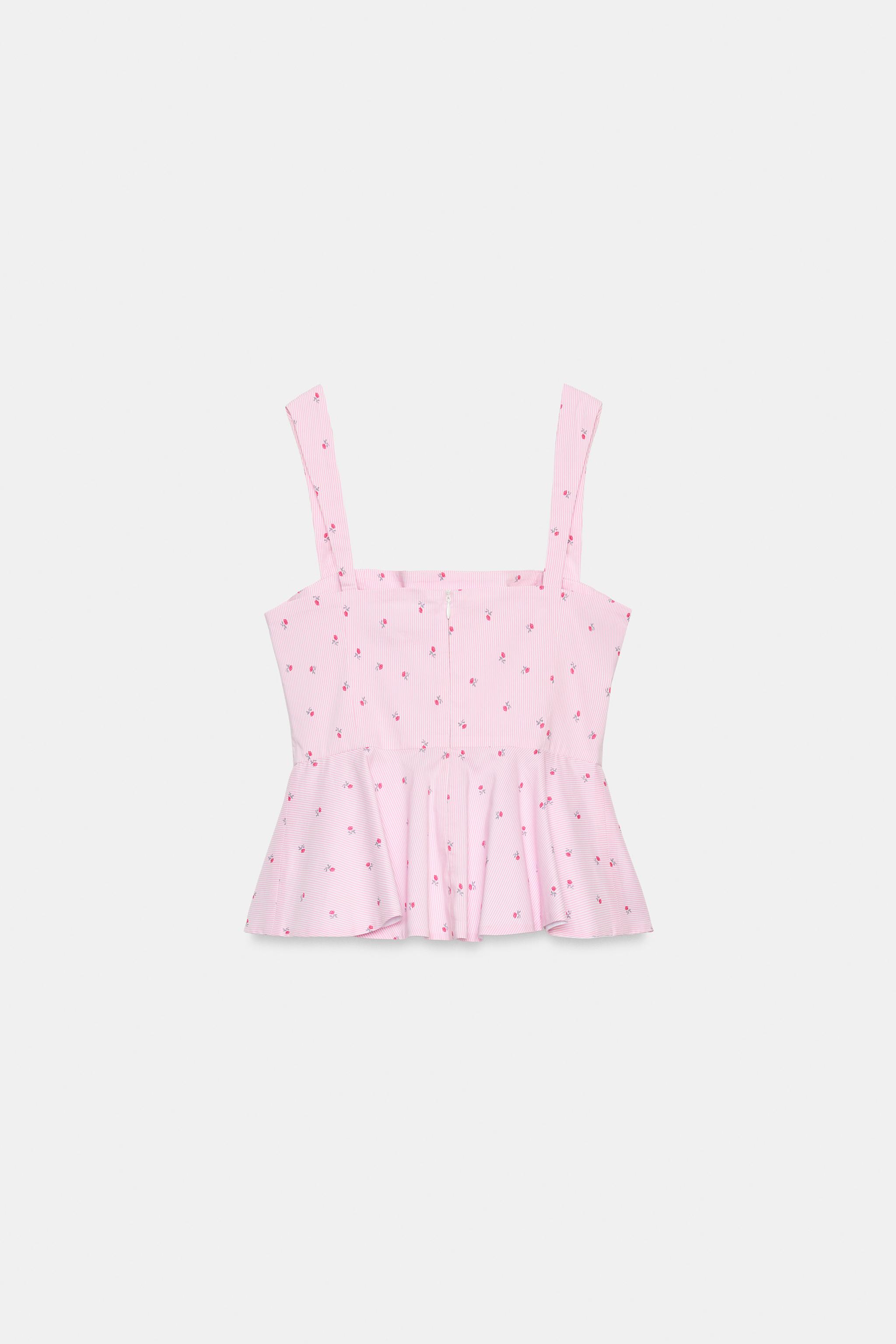 TOP BUSTIER RAYURES FLEURS